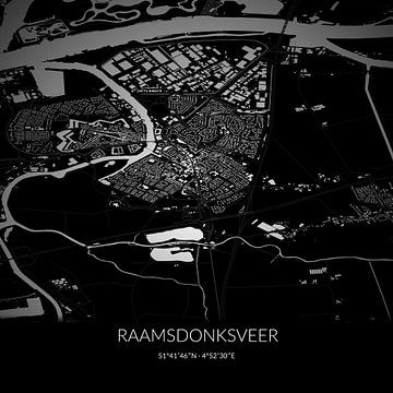 Carte en noir et blanc de Raamsdonksveer, Brabant-Septentrional. sur Rezona