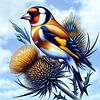 Chardonneret sur un chardon sur Digital Art Nederland
