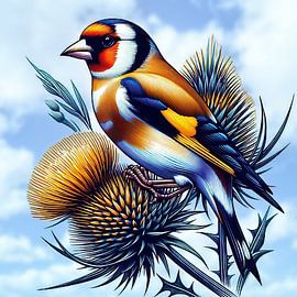 Stieglitz auf einer Distel