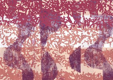 Moderne abstracte kunst. Vormen in paars en donkerroze. van Dina Dankers