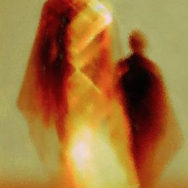 Fata Morgana in der Hitze – Abstrakte Figuren in Rot, Orange und Gelb von Whale & Sons