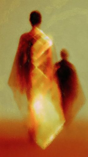 Fata Morgana in der Hitze – Abstrakte Figuren in Rot, Orange und Gelb von Whale & Sons