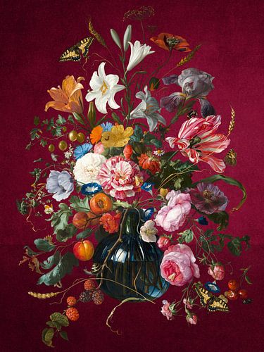 Vase With Flowers - the Red Pink Edition by Marja van den Hurk