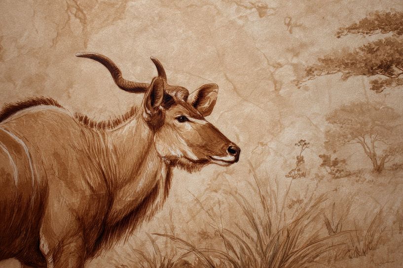 Moose in Sepia Serenity by Eva Lee