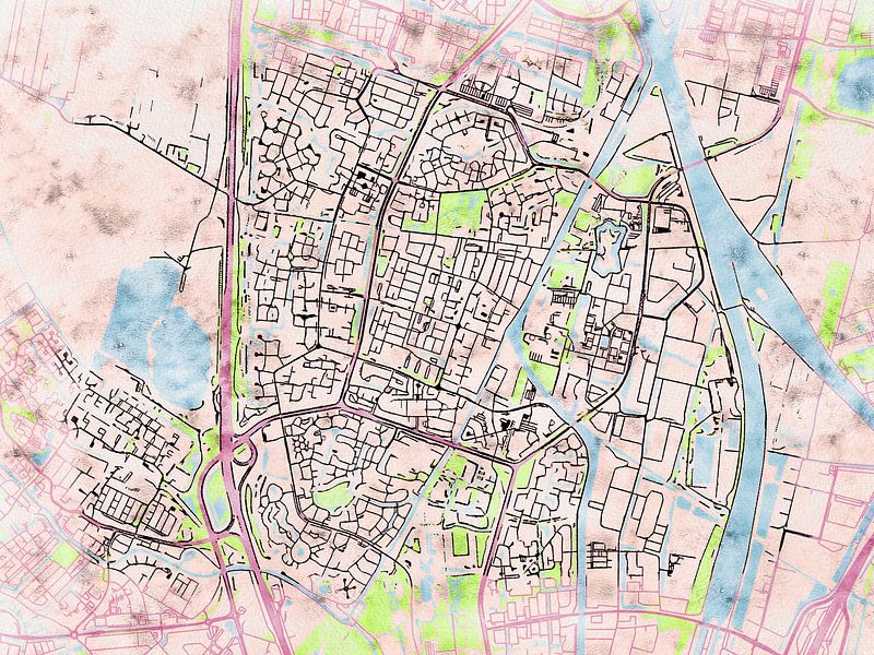 Karte von Nieuwegein im stil 'Soothing Spring' von Maporia