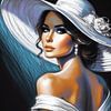 Woman with large white summer hat by Digital Art Nederland