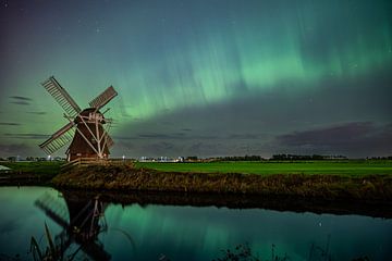 Noorderlicht boven Groningen van Karin Engelkes