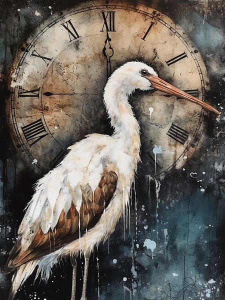 watercolor crane bird by haroulita