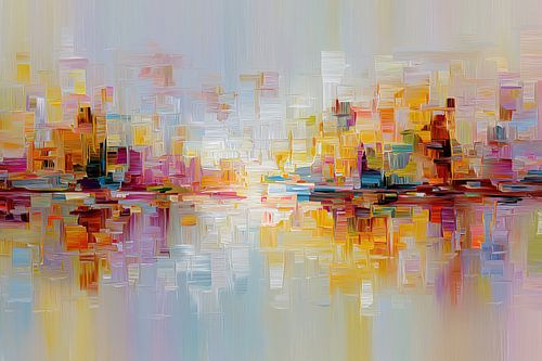 Reflets urbains colorés en mouvement