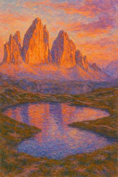 Dolomiten Tre Cime Sonnenuntergang – Italienische Alpen Impressionistische Bergkunst von Travel Shop