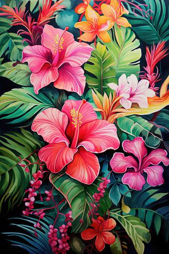Tropical flowers background