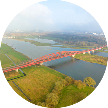 Hanzeboog treinbrug over de IJssel van bovenaf van Sjoerd van der Wal Fotografie