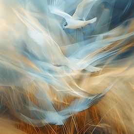 Oiseaux volants dans les dunes sur Artsy