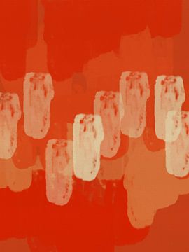 Abstract shapes in orange, red and white by Abstract Minimalist Art