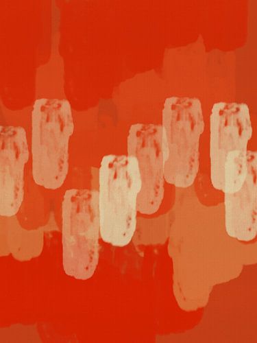 Abstracte vormen in oranje, rood en wit