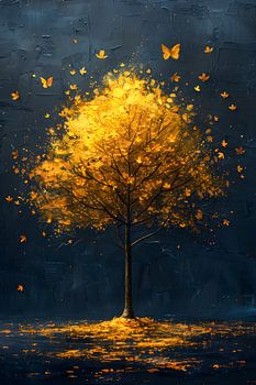 Peinture d'arbre | Peinture noire or