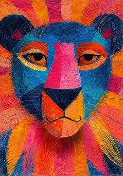 Lion Poster Print Colourful by Niklas Maximilian