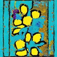 Peinture abstraite avec fantaisie florale