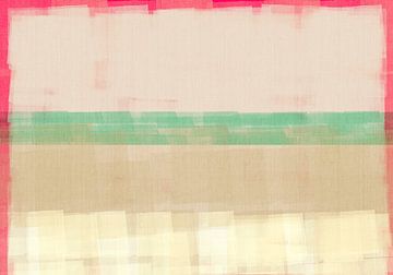 Abstract in wit, neonroze en mintgroen. van Dina Dankers