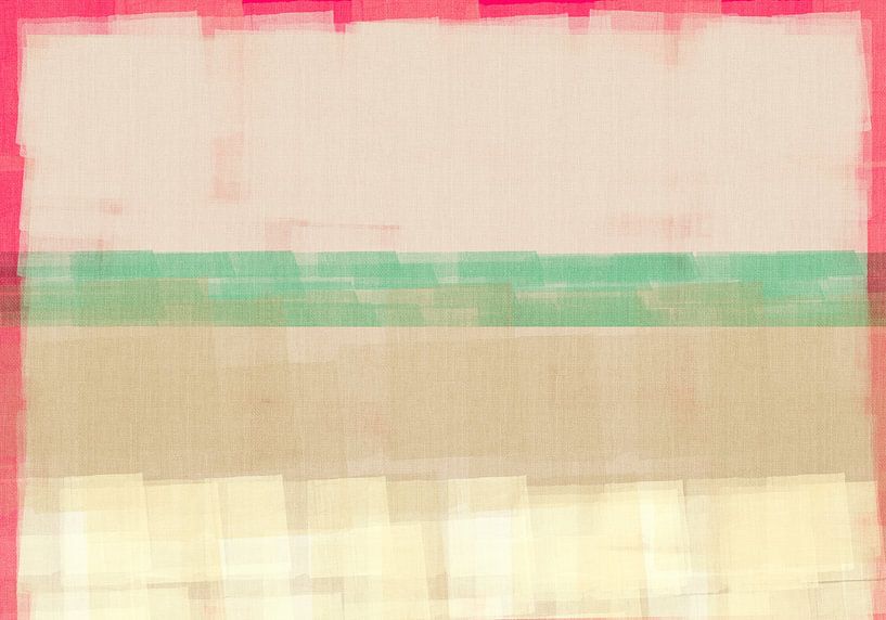 Abstract in white, neon pink and mint green. by Dina Dankers
