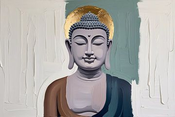 Abstract serene Buddha with halo by Art & Soul Creations