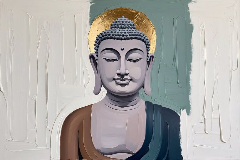 Abstract serene Buddha with halo by Art & Soul Creations