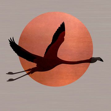 Japandi Minimal Art - Kraanvogel in vlucht van Studio Pieternel