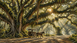 De Djawatan Trembesi-Wald, Banyuwangi, Java, Indonesien – Pferdekutsche – Kunstfotografie: Landschaft von Vínculae