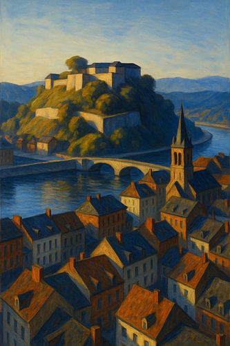 Namur’s Serene Glow – Twilight over the Citadel and River