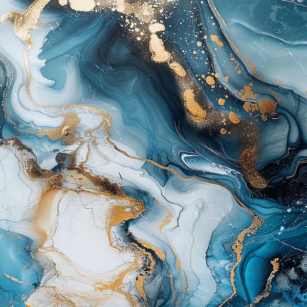 Abstract elegance in blue and gold by Poster Art Shop