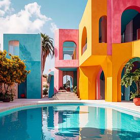 Modern gebouw met zwembad van Mustafa Kurnaz