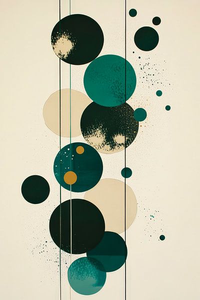 Cercles abstraits en vert et beige par Poster Art Shop
