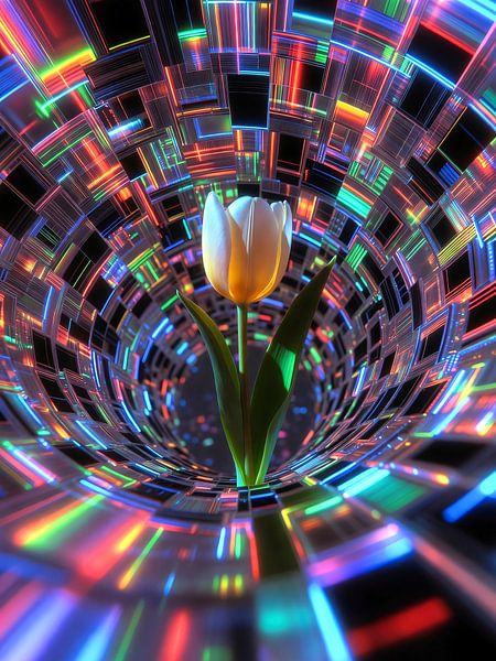 Tulp in prismatische vortex tunnel van A.D. Digital ART