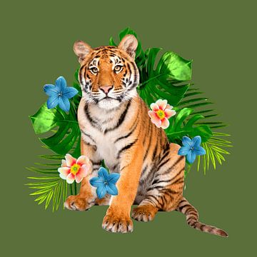 Flower Power Tiger von Mad Dog Art