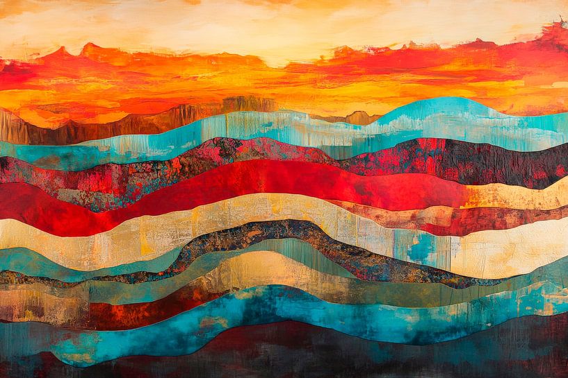 Colourful wave landscape in the evening light by Poster Art Shop