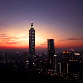 Taipei zonsondergang. van Ravi Smits