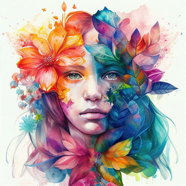 Aquarell Tropische Frau #8 von Chromatic Fusion Studio
