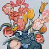 Tulpenmanie met koolmees van Tanja Koelemij