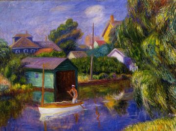 William Glackens-Het groene boothuis