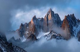 Mountain region in a play of light