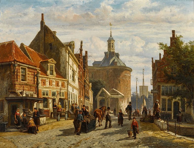 The Zuiderspui with the Drommedaris, Enkhuizen, Cornelis Springer by Masterful Masters