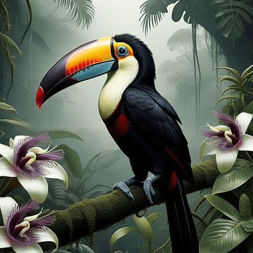 Toucan dans la forêt tropicale sur Wilfried van Dokkumburg