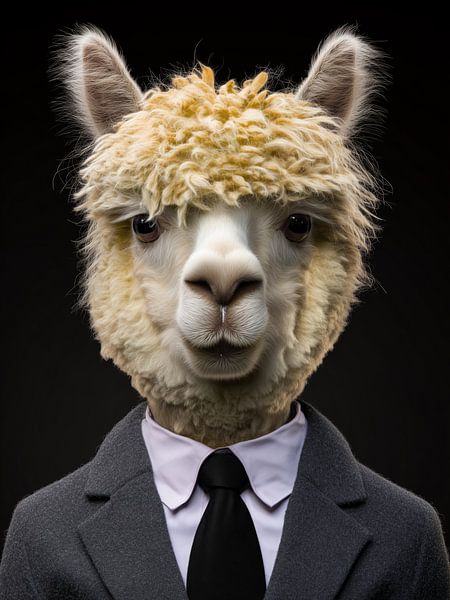 L'alpaga élégant rencontre le quotidien du bureau - photomontage anthropomorphique par MArt