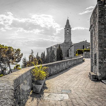 De kathedraal van Pienza, Toscane, Italië. van Jaap Bosma Fotografie