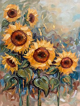 Summer! Field of Sunflowers in Warm Tones by Studio Pieternel