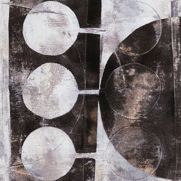 Moderne abstracte minimalistische kunst in roestbruin, beige, grijs en wit van Dina Dankers