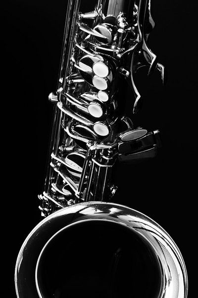 Tenorsaxophon schwarz und weiß von Antoon van Osch