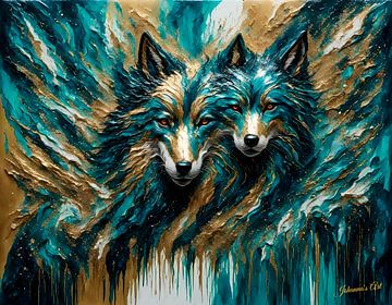 Abstracte wolvenkunst 3 van Johanna's Art