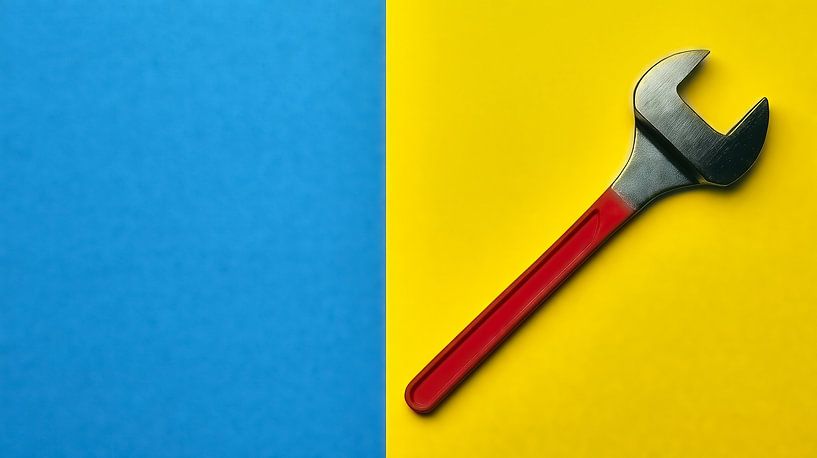 Schraubenschlüssel mit rotem Griff von Frank Heinz