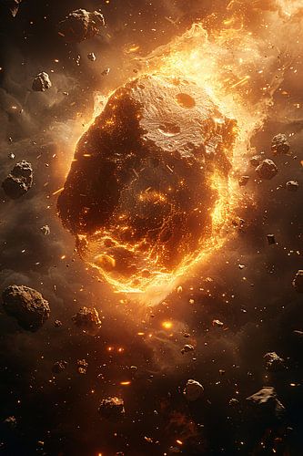 Vurige Meteoor Scheert Door Kosmos